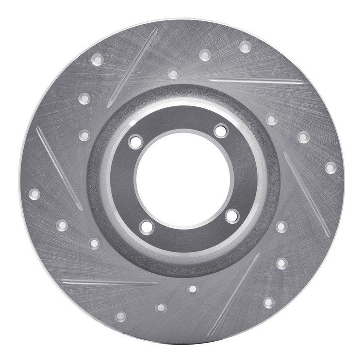631-14001L Drilled/Slotted Brake Rotor [Silver], 1975-1980 Triumph, Position: Front Left