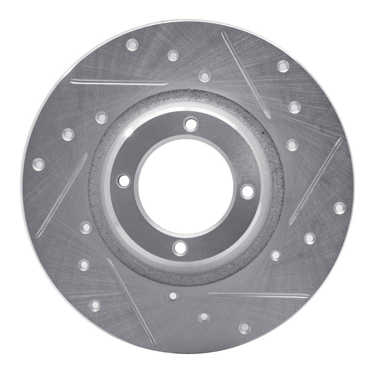 631-14001R Drilled/Slotted Brake Rotor [Silver], 1975-1980 Triumph, Position: Front Right