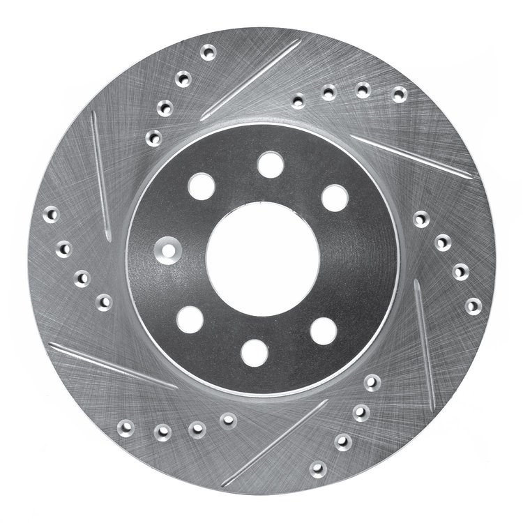 631-18005L Drilled/Slotted Brake Rotor [Silver], 2000-2002 GM, Position: Front Left