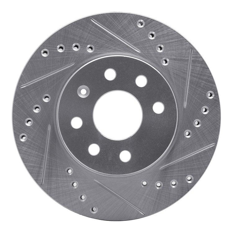 631-18005R Drilled/Slotted Brake Rotor [Silver], 2000-2002 GM, Position: Front Right