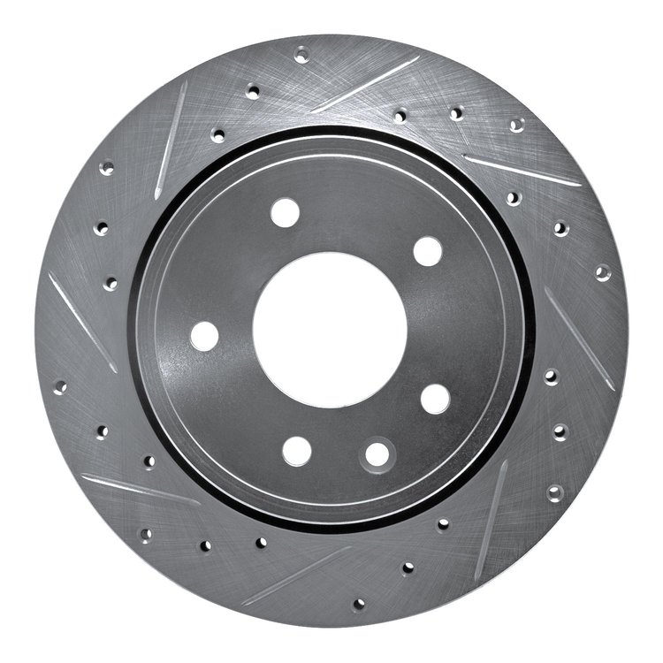 631-20009L Drilled/Slotted Brake Rotor [Silver], 1995-2006 Jaguar, Position: Rear Left