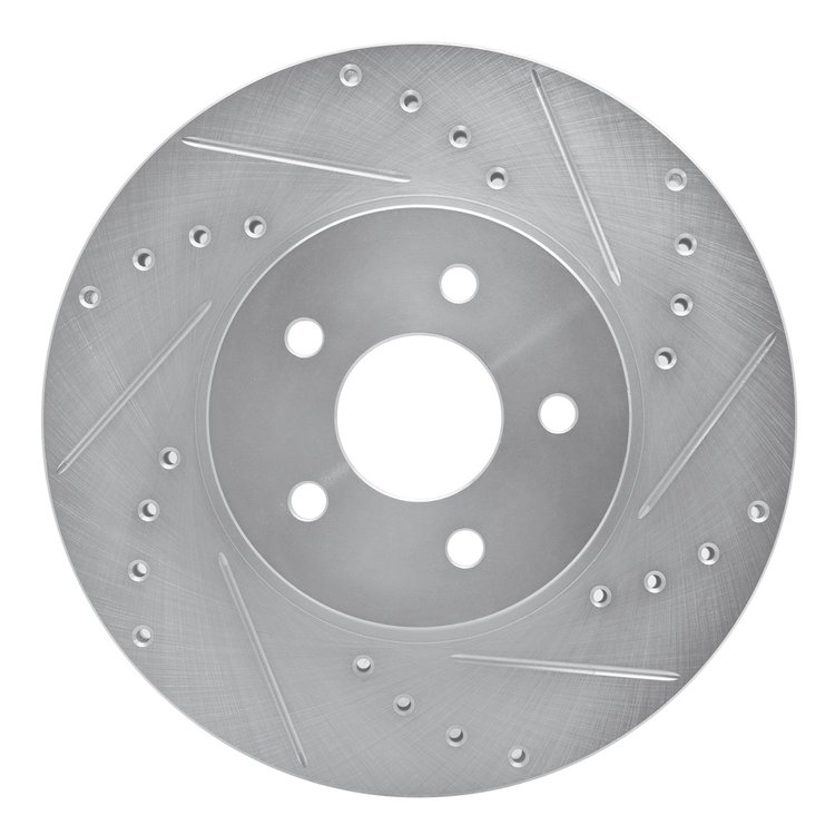 631-20012R Drilled/Slotted Brake Rotor [Silver], 2001-2008 Multiple Makes/Models, Position: Front Right