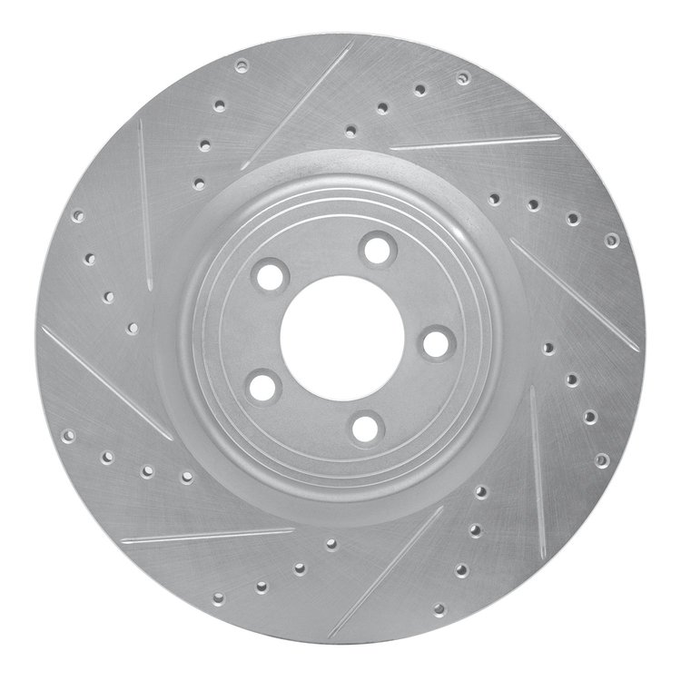 631-20020L Drilled/Slotted Brake Rotor [Silver], 2006-2021 Jaguar, Position: Front Left