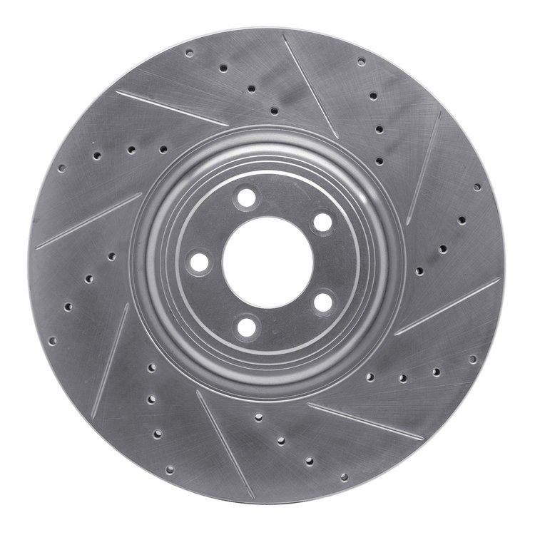 631-20026R Drilled/Slotted Brake Rotor [Silver], Fits Select Jaguar, Position: Front Right