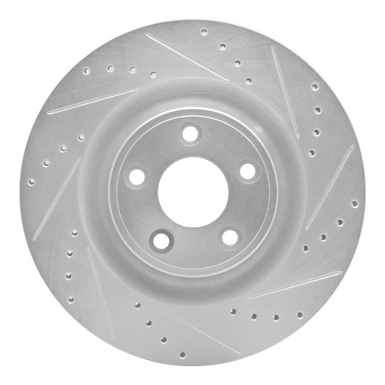 631-20028R Drilled/Slotted Brake Rotor [Silver], 2014-2021 Jaguar, Position: Rear Right
