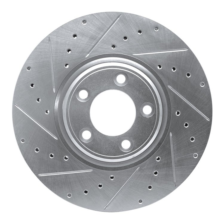 631-20030L Drilled/Slotted Brake Rotor [Silver], 2003-2005 Jaguar, Position: Front Left