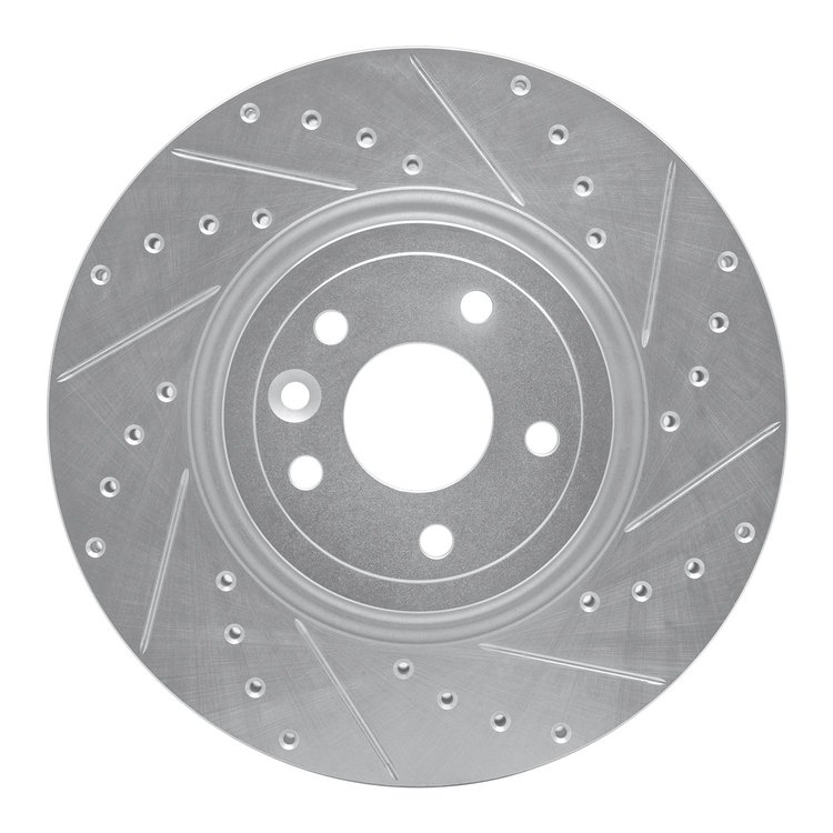 631-20031R Drilled/Slotted Brake Rotor [Silver], 2017-2020 Jaguar, Position: Front Right