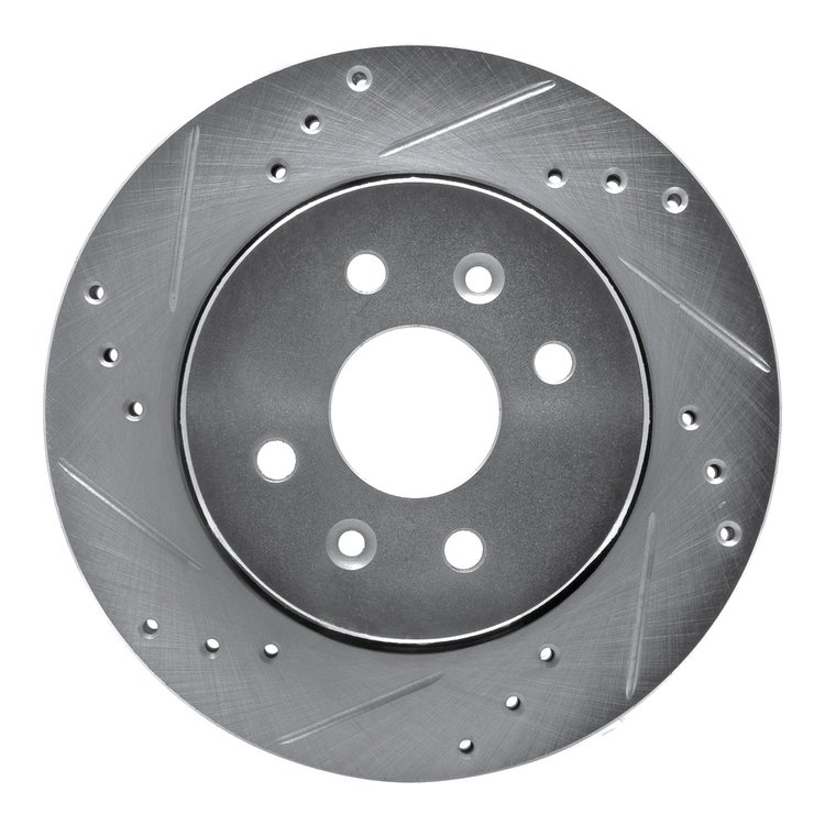 631-21004L Drilled/Slotted Brake Rotor [Silver], 2001-2003 Kia/Hyundai/Genesis, Position: Front Left