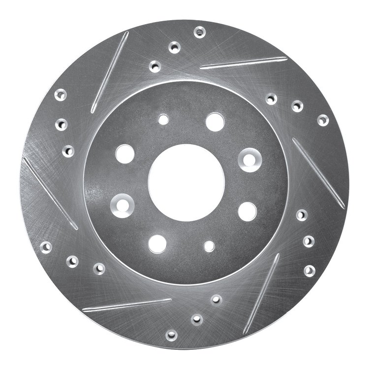 631-21006L Drilled/Slotted Brake Rotor [Silver], 2003-2005 Kia/Hyundai/Genesis, Position: Front Left
