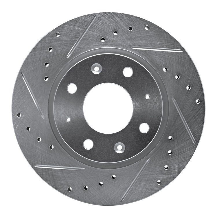631-21007L Drilled/Slotted Brake Rotor [Silver], 2004-2009 Kia/Hyundai/Genesis, Position: Front Left