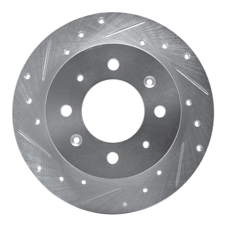 631-21008L Drilled/Slotted Brake Rotor [Silver], 2004-2009 Kia/Hyundai/Genesis, Position: Rear Left