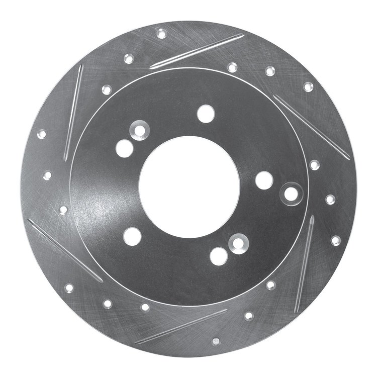 631-21010L Drilled/Slotted Brake Rotor [Silver], 2007-2012 Kia/Hyundai/Genesis, Position: Rear Left