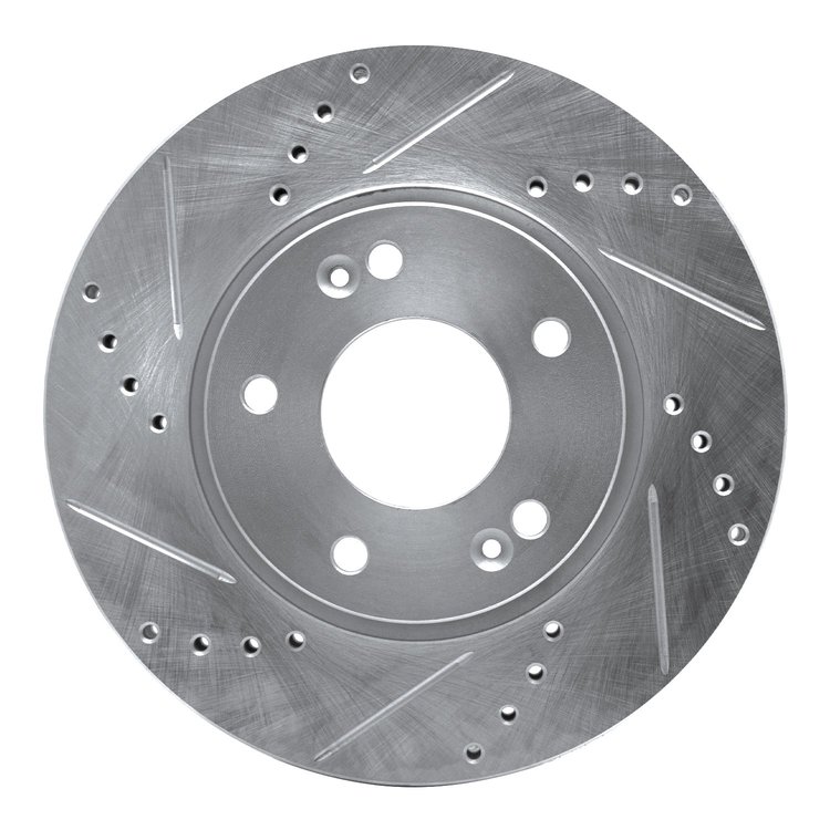 631-21011L Drilled/Slotted Brake Rotor [Silver], 2010-2013 Kia/Hyundai/Genesis, Position: Front Left