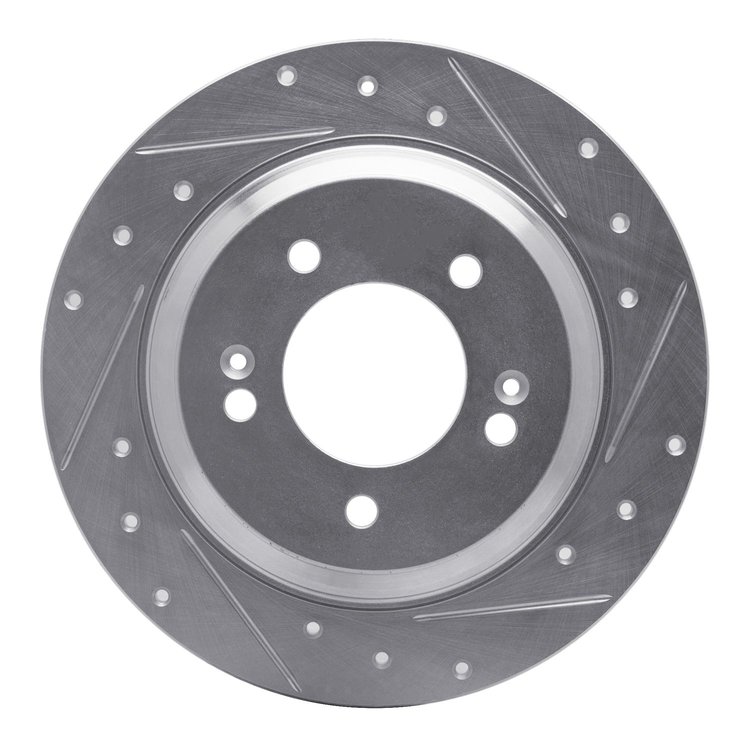 631-21014R Drilled/Slotted Brake Rotor [Silver], Fits Select Kia/Hyundai/Genesis, Position: Rear Right