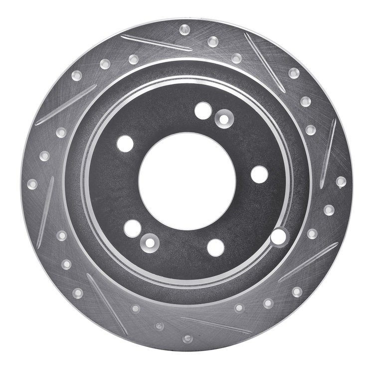631-21017R Drilled/Slotted Brake Rotor [Silver], 2004-2006 Kia/Hyundai/Genesis, Position: Rear Right