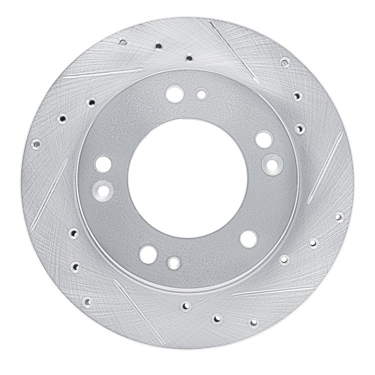 631-21018R Drilled/Slotted Brake Rotor [Silver], 1995-2002 Kia/Hyundai/Genesis, Position: Front Right