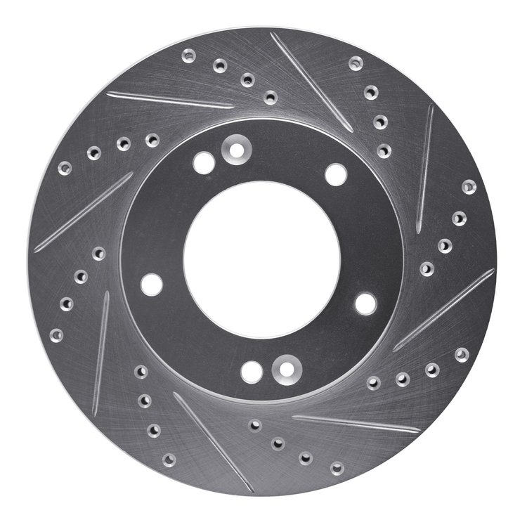 631-21020R Drilled/Slotted Brake Rotor [Silver], 2003-2006 Kia/Hyundai/Genesis, Position: Front Right
