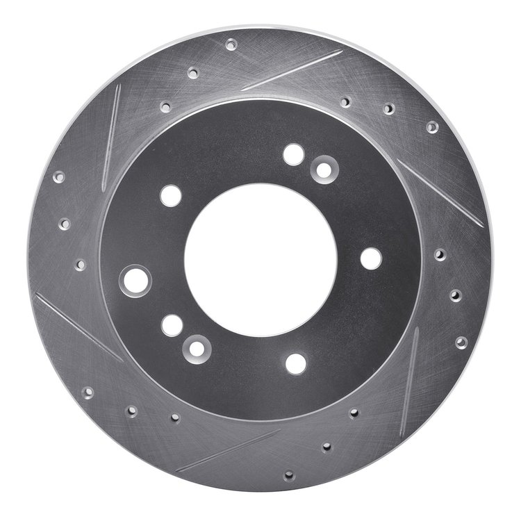 631-21021L Drilled/Slotted Brake Rotor [Silver], 2003-2006 Kia/Hyundai/Genesis, Position: Rear Left