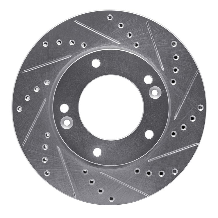 631-21025R Drilled/Slotted Brake Rotor [Silver], 2007-2009 Kia/Hyundai/Genesis, Position: Front Right