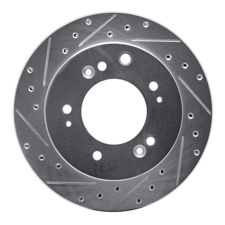 631-21026L Drilled/Slotted Brake Rotor [Silver], 2007-2009 Kia/Hyundai/Genesis, Position: Rear Left