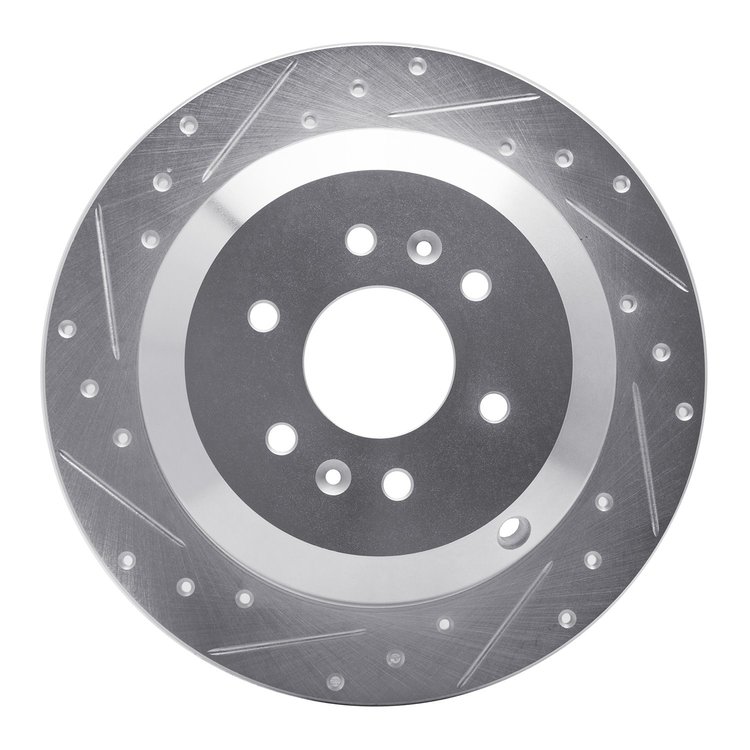 631-21027L Drilled/Slotted Brake Rotor [Silver], 2009-2010 Kia/Hyundai/Genesis, Position: Rear Left