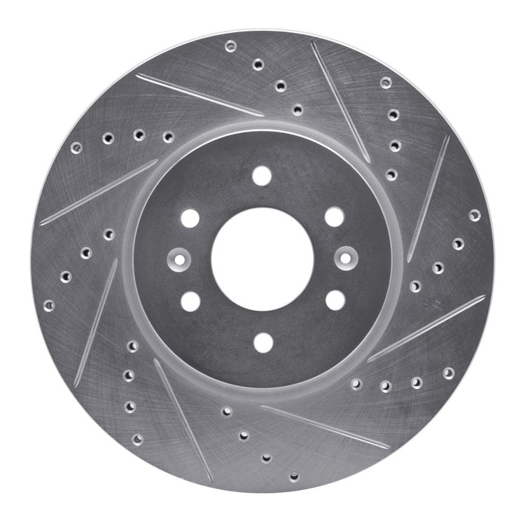 631-21028R Drilled/Slotted Brake Rotor [Silver], 2009-2010 Kia/Hyundai/Genesis, Position: Front Right