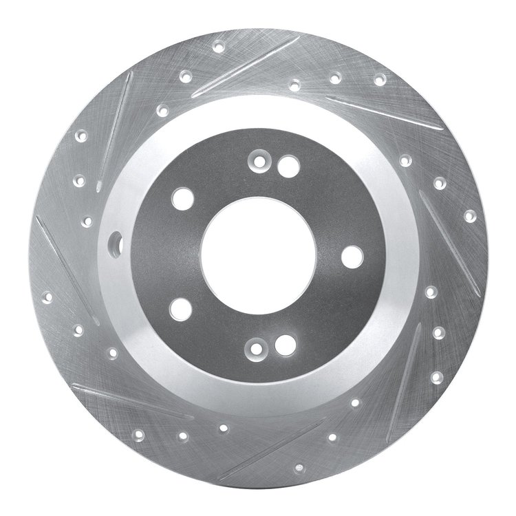 631-21029L Drilled/Slotted Brake Rotor [Silver], 2015-2020 Kia/Hyundai/Genesis, Position: Rear Left