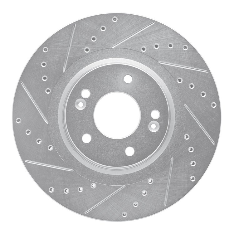 631-21031L Drilled/Slotted Brake Rotor [Silver], 2015-2021 Kia/Hyundai/Genesis, Position: Front Left