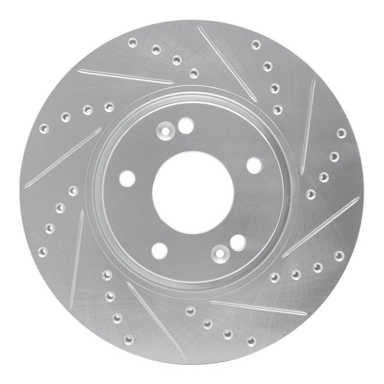631-21032R Drilled/Slotted Brake Rotor [Silver], 2012-2016 Kia/Hyundai/Genesis, Position: Front Right