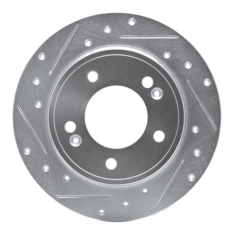 631-21034L Drilled/Slotted Brake Rotor [Silver], Fits Select Kia/Hyundai/Genesis, Position: Rear Left