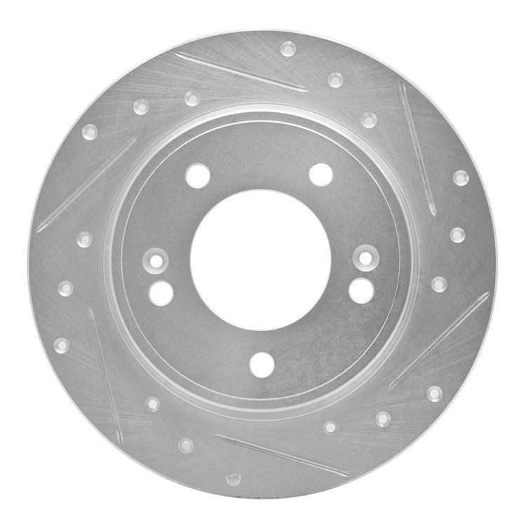 631-21034R Drilled/Slotted Brake Rotor [Silver], Fits Select Kia/Hyundai/Genesis, Position: Rear Right