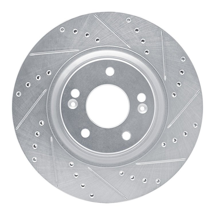 631-21035R Drilled/Slotted Brake Rotor [Silver], 2017-2020 Kia/Hyundai/Genesis, Position: Front Right