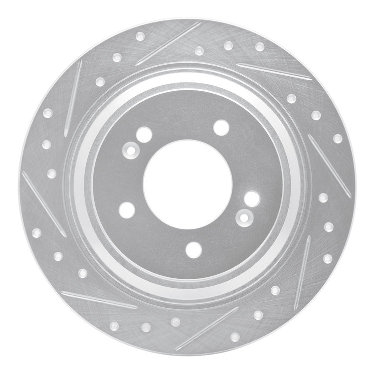 631-21036L Drilled/Slotted Brake Rotor [Silver], Fits Select Kia/Hyundai/Genesis, Position: Rear Left