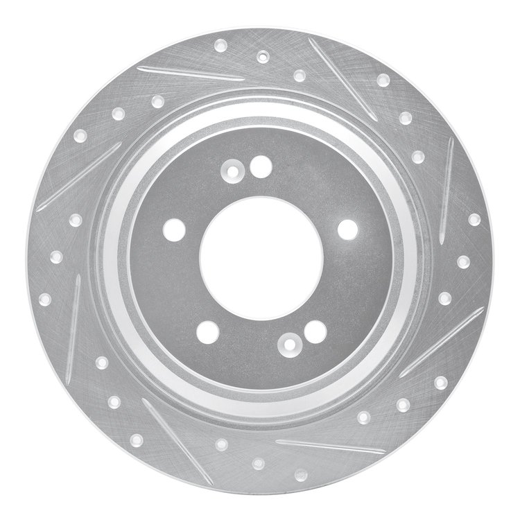 631-21036R Drilled/Slotted Brake Rotor [Silver], Fits Select Kia/Hyundai/Genesis, Position: Rear Right