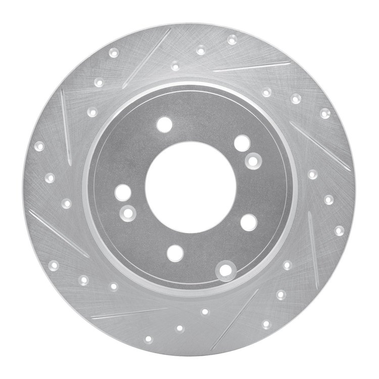 631-21037L Drilled/Slotted Brake Rotor [Silver], 2017-2019 Kia/Hyundai/Genesis, Position: Rear Left