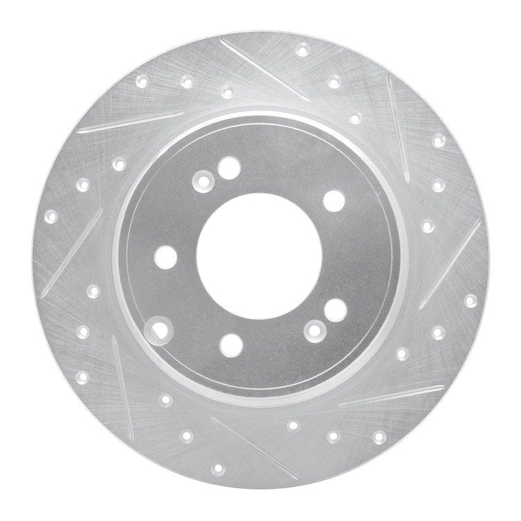 631-21037R Drilled/Slotted Brake Rotor [Silver], 2017-2019 Kia/Hyundai/Genesis, Position: Rear Right