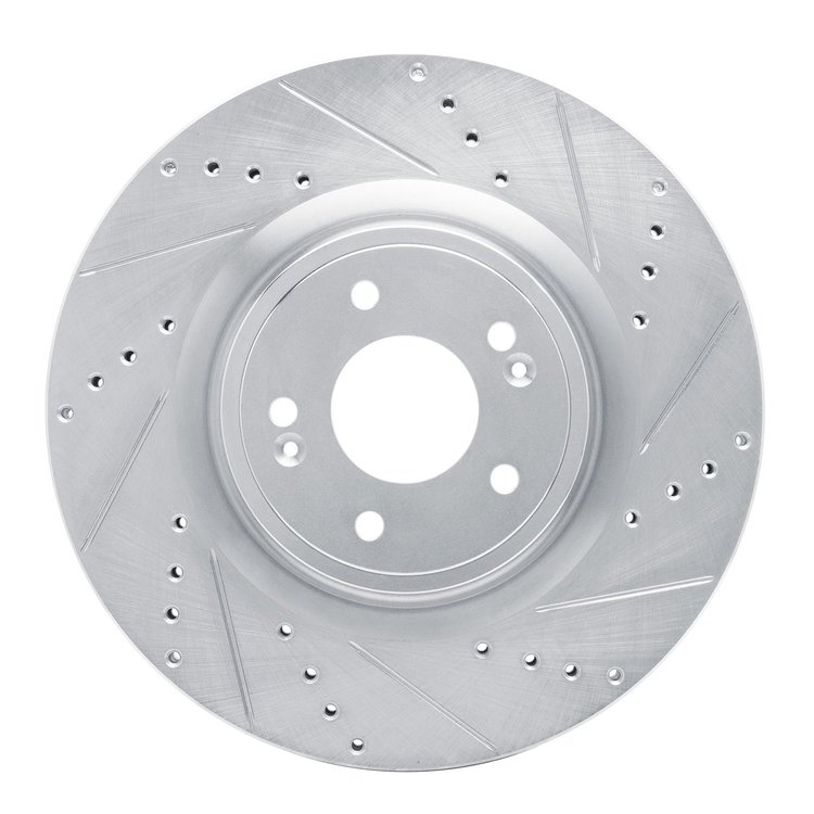 631-21038R Drilled/Slotted Brake Rotor [Silver], Fits Select Kia/Hyundai/Genesis, Position: Front Right