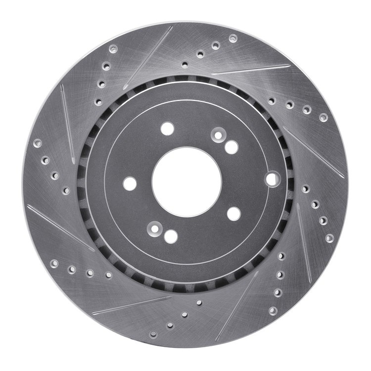 631-21039L Drilled/Slotted Brake Rotor [Silver], Fits Select Kia/Hyundai/Genesis, Position: Rear Left