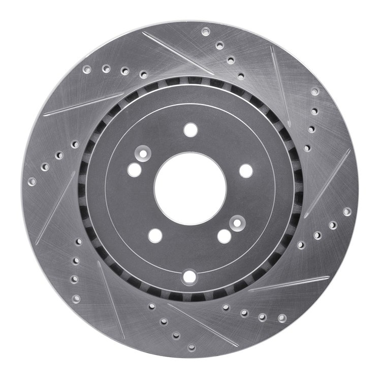 631-21039R Drilled/Slotted Brake Rotor [Silver], Fits Select Kia/Hyundai/Genesis, Position: Rear Right