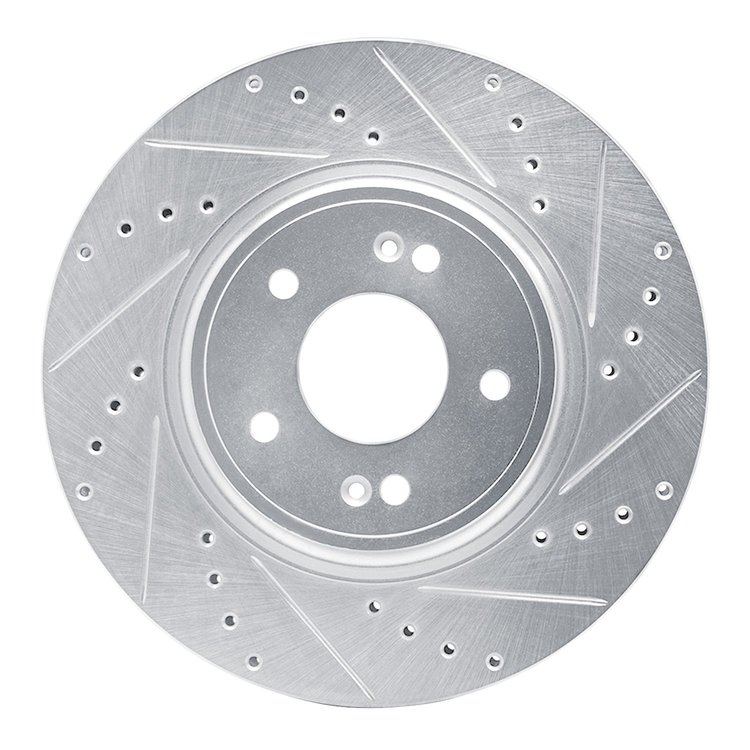 631-21040R Drilled/Slotted Brake Rotor [Silver], Fits Select Kia/Hyundai/Genesis, Position: Front Right