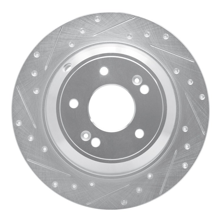631-21041L Drilled/Slotted Brake Rotor [Silver], Fits Select Kia/Hyundai/Genesis, Position: Rear Left
