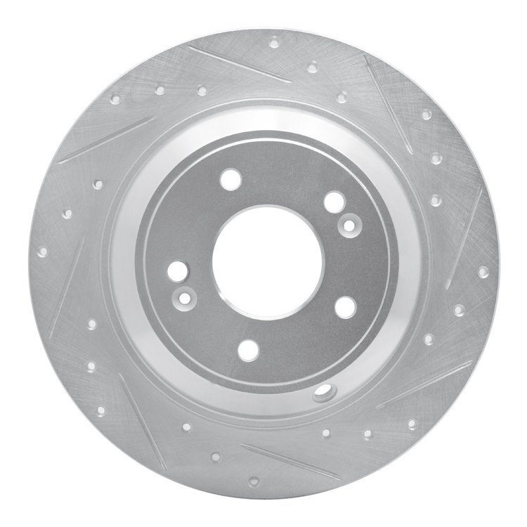 631-21041R Drilled/Slotted Brake Rotor [Silver], Fits Select Kia/Hyundai/Genesis, Position: Rear Right