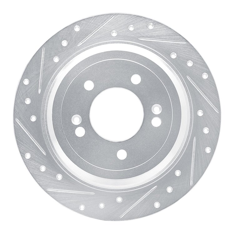 631-21042L Drilled/Slotted Brake Rotor [Silver], Fits Select Kia/Hyundai/Genesis, Position: Rear Left