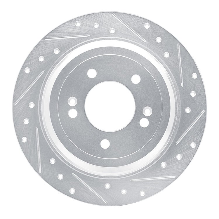 631-21042R Drilled/Slotted Brake Rotor [Silver], Fits Select Kia/Hyundai/Genesis, Position: Rear Right