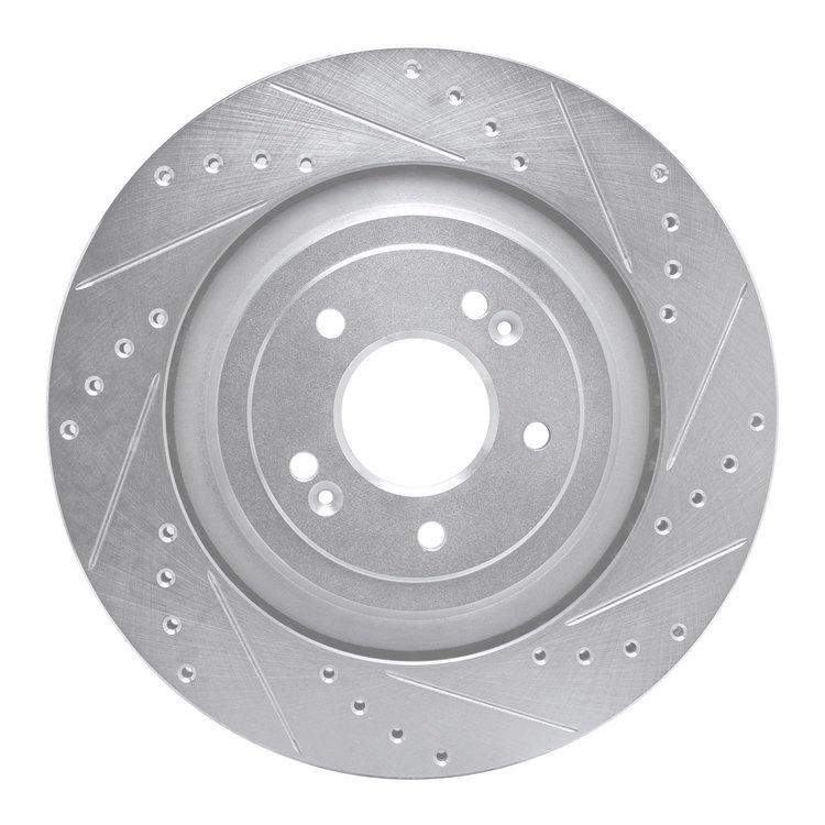 631-21043R Drilled/Slotted Brake Rotor [Silver], Fits Select Kia/Hyundai/Genesis, Position: Rear Right