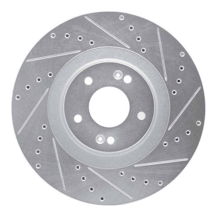 631-21044R Drilled/Slotted Brake Rotor [Silver], Fits Select Kia/Hyundai/Genesis, Position: Front Right