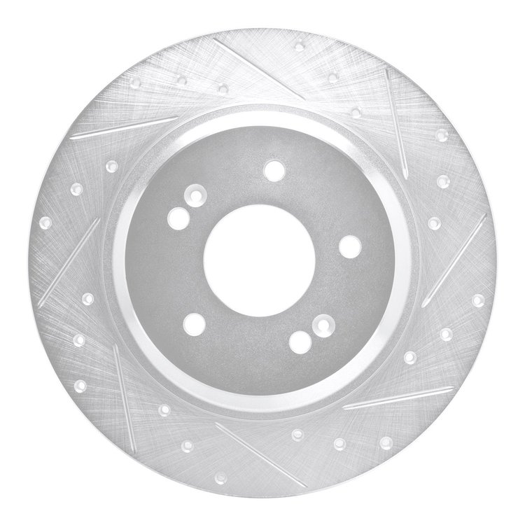 631-21047R Drilled/Slotted Brake Rotor [Silver], Fits Select Kia/Hyundai/Genesis, Position: Rear Right