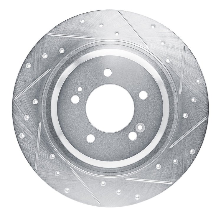 631-21049R Drilled/Slotted Brake Rotor [Silver], Fits Select Kia/Hyundai/Genesis, Position: Rear Right