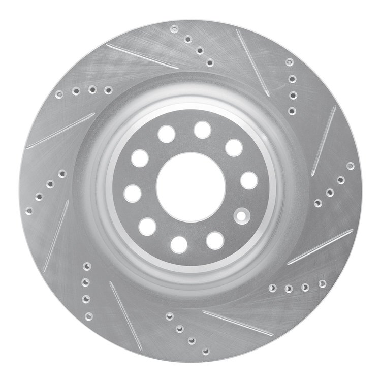 631-26006R Drilled/Slotted Brake Rotor [Silver], 2012-2021 Tesla, Position: Rear Right