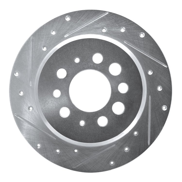 631-27001L Drilled/Slotted Brake Rotor [Silver], 1967-1974 Volvo, Position: Rear Left